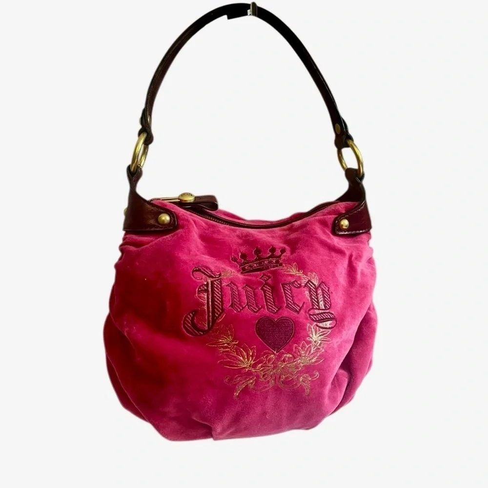 Juicy Couture Fuchsia Hobo Bag with Brown Accents, pre-owned